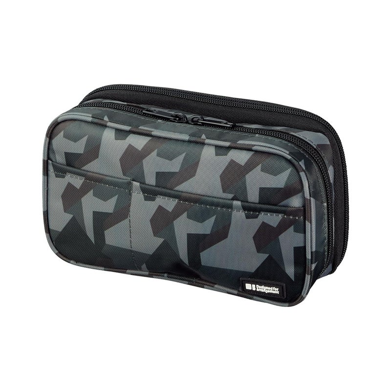 LIHIT LAB Large Capacity Double Zipper Pencil Case For School Office College, Big Capacity 6 Compartments Pencil Bag Holder Adults Teen Boys Girls, Travel Cosmetics Storage, Green Camo (A7555-131) - Image 1